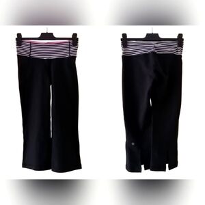 Lululemon Cropped Pants Elastic Waistband Black Pink Women's